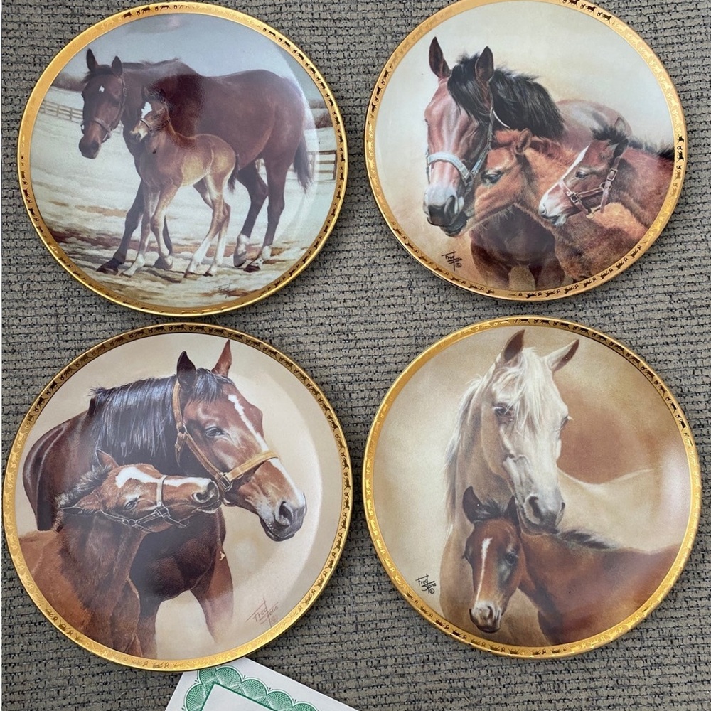 Set of Four Horse Themed Decorative Plates